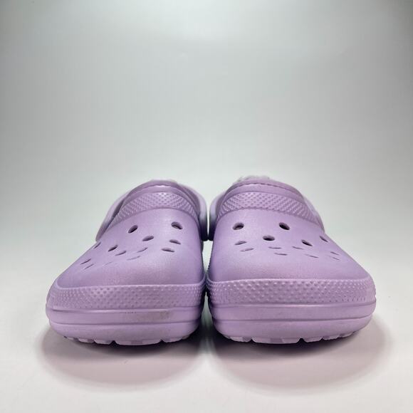 Crocs Classic Lined Clog Purple Slip On Faux Fur Shoes 203591 Women's Size 8 - Picture 2 of 11